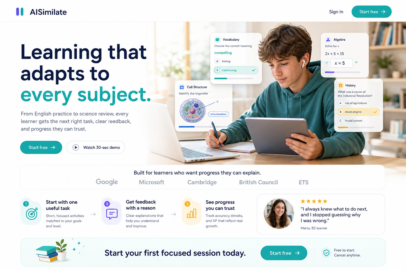 AISimilate landing page concept preview.